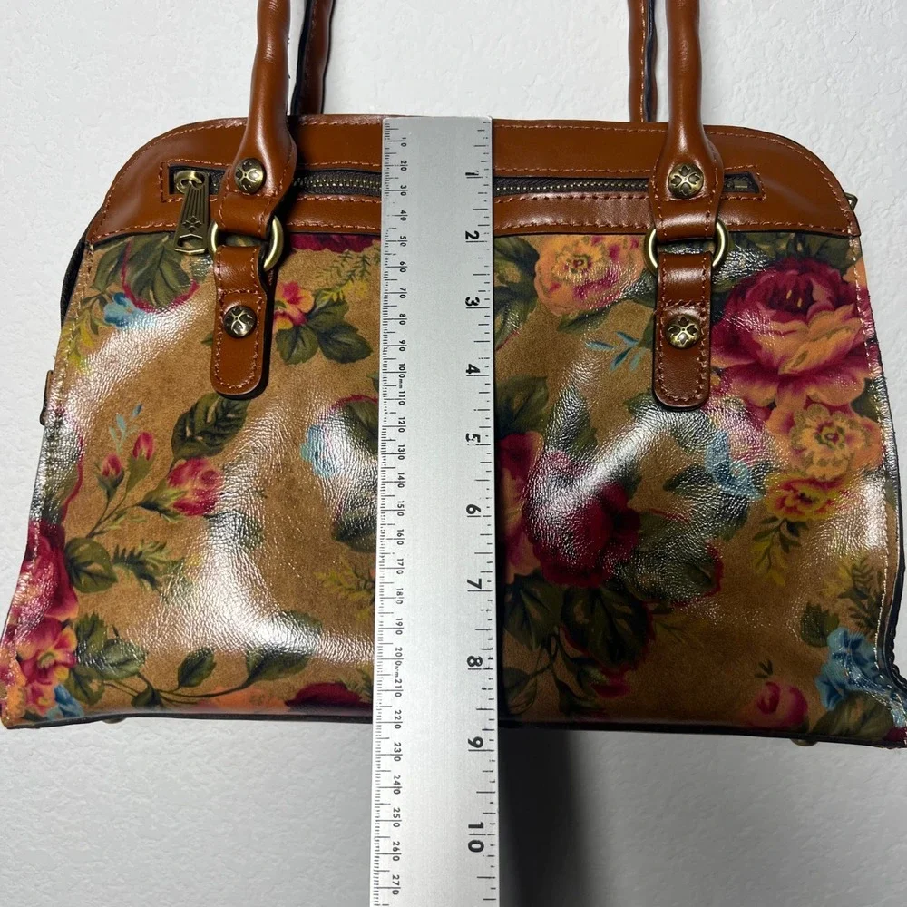 Patricia Nash Floral Satchel Brown Women Cottagecore Leather Shoulder Bag